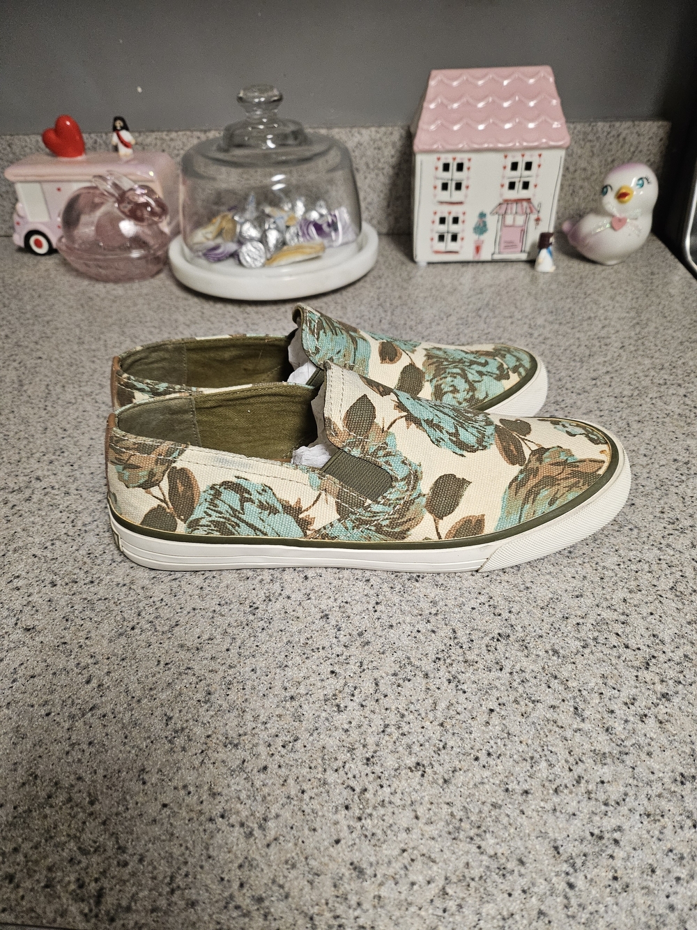 Tory Burch Floral Canvas Slip-On Sneakers in Cream, Mint & Brown - Picture 2 of 16
